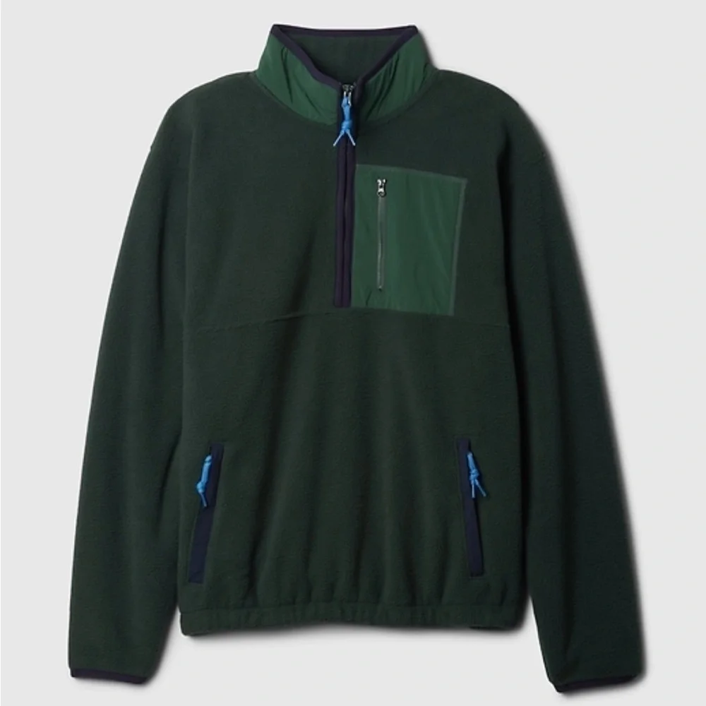 Gap Men’s Sherpa Half Zip Pullover Arctic Fleece. Size small. Green. NWT